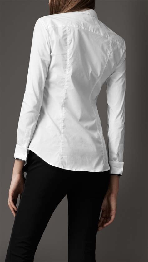 womens white burberry shirt|burberry white button down shirt.